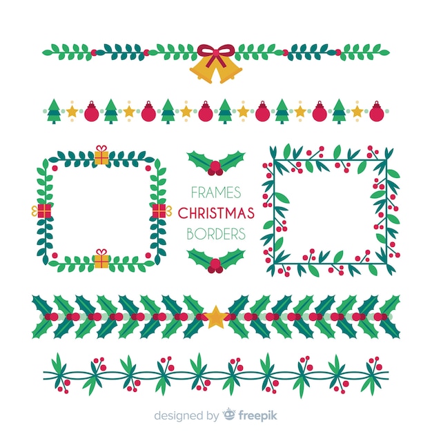 Free vector lovely christmas floral frame