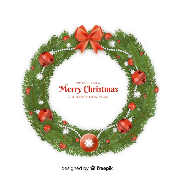 Free vector lovely christmas floral wreath