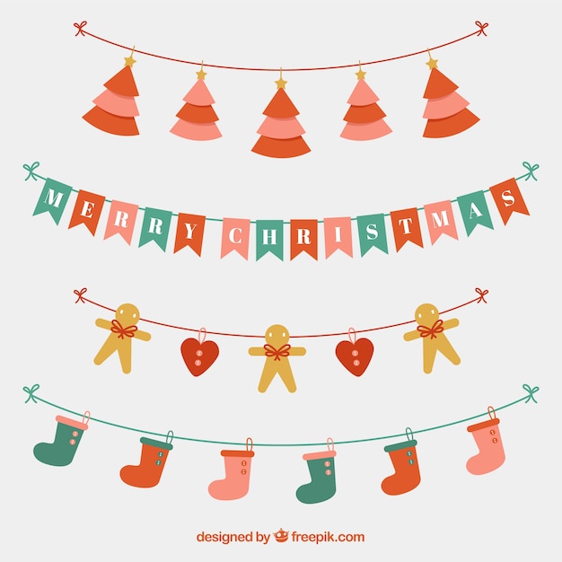 Free vector lovely christmas garlands