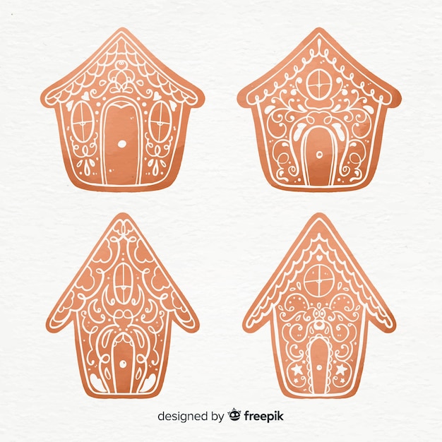 Free vector lovely christmas gingerbread cookies collection