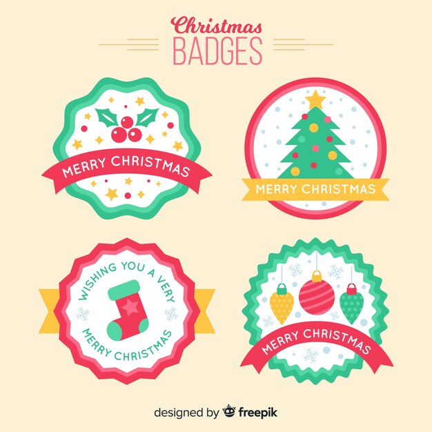 Lovely christmas label collection with flat design