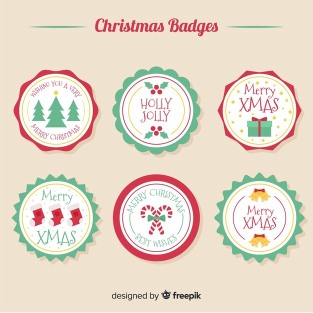 Lovely christmas label collection with flat design