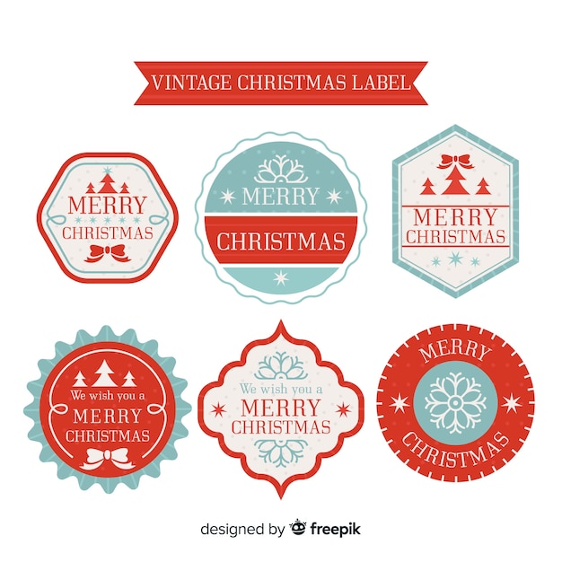 Lovely christmas label collection with vintage style