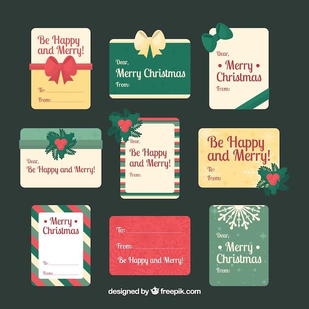 Free vector lovely christmas label collection