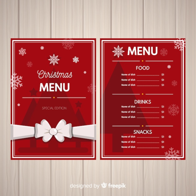 Modello di menu di natale incantevole con design piatto