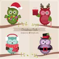 Free vector lovely christmas owls