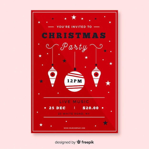 Free vector lovely christmas party poster template