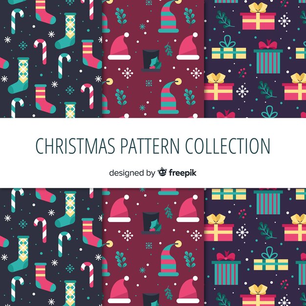 Lovely christmas pattern collection with flat design