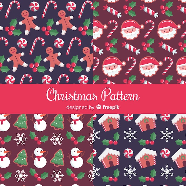 Lovely christmas pattern collection with flat design