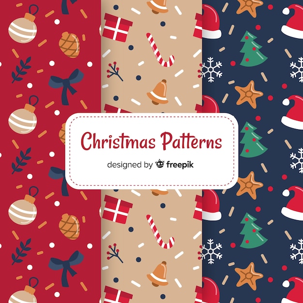 Lovely christmas pattern collection with flat design