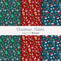 Free vector lovely christmas pattern collection with flat design