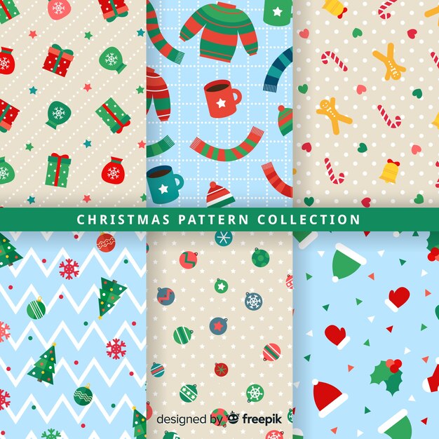 Lovely christmas pattern collection with flat design