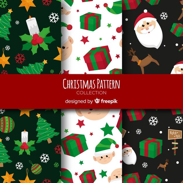 Lovely christmas pattern collection with flat design