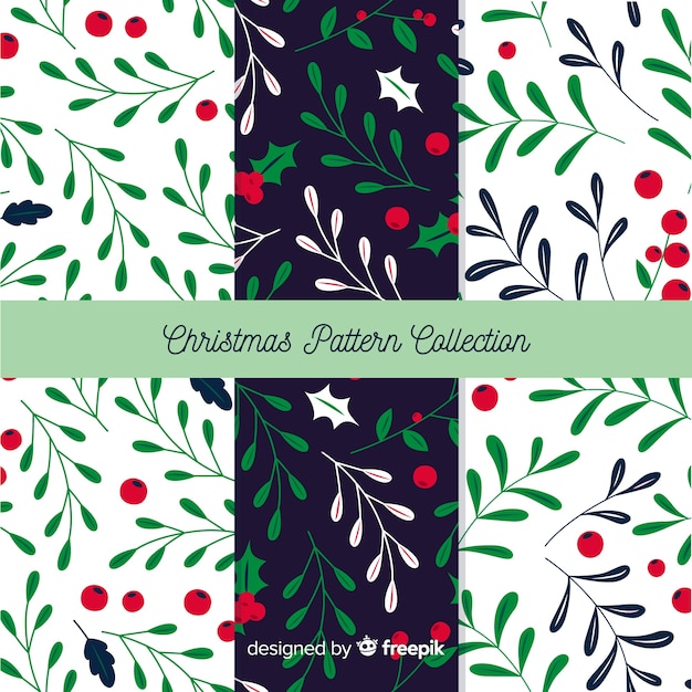 Free vector lovely christmas pattern collection with flat design