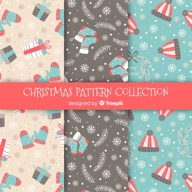 Lovely christmas pattern collection with flat design