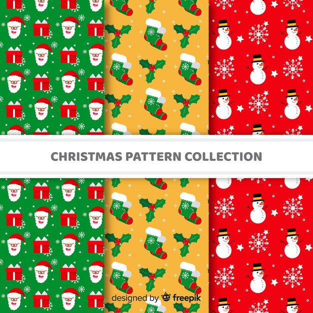 평면 디자인으로 멋진 크리스마스 패턴 컬렉션