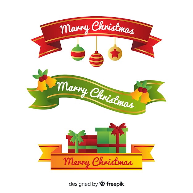 Lovely christmas ribbon collection with flat design