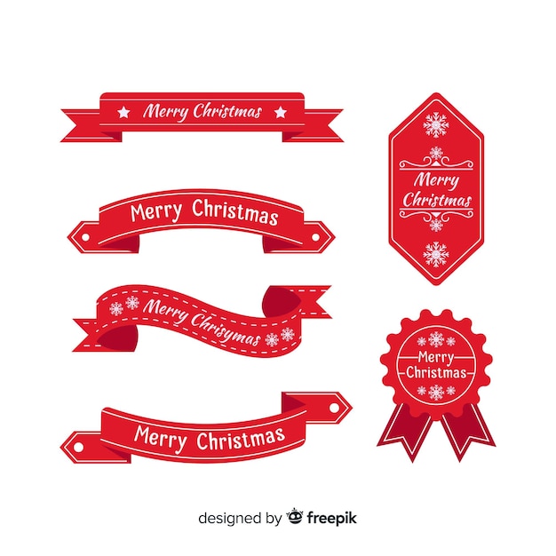 Lovely christmas ribbon collection with flat design