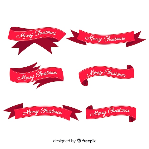 Lovely christmas ribbon collection with flat design