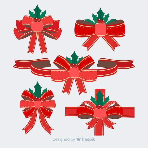 Lovely christmas ribbon collection with flat design