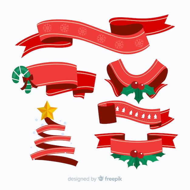 Lovely christmas ribbon collection with flat design