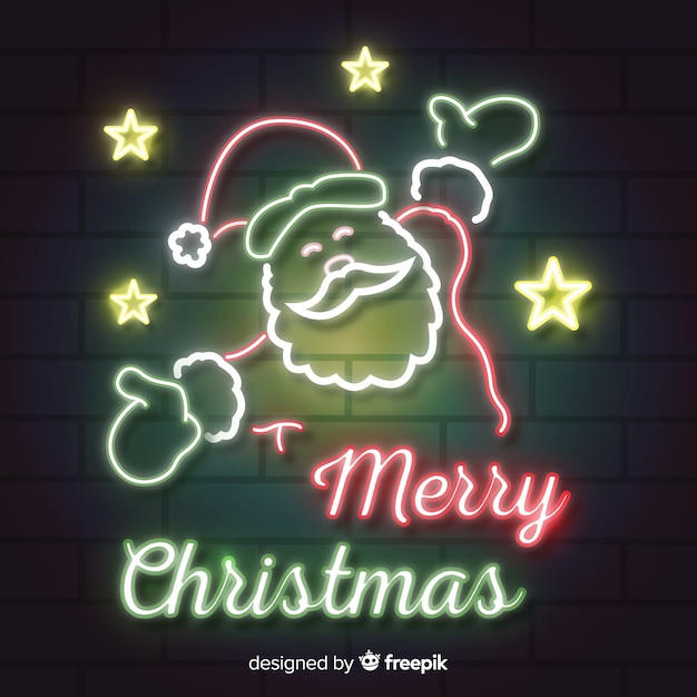 Lovely christmas sign with neon light style