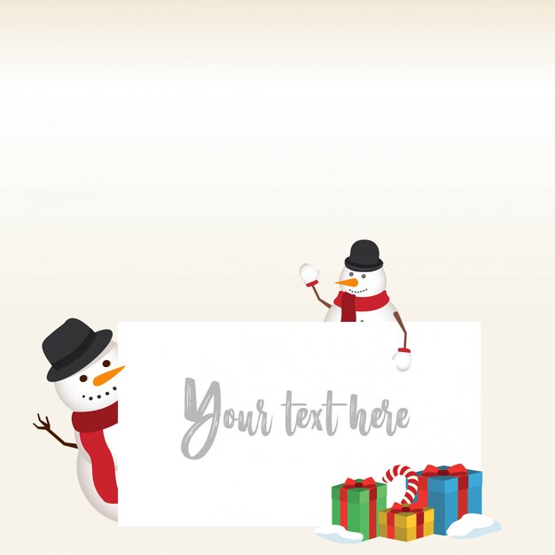 Lovely christmas Snowman and Santa Clause background with flat design