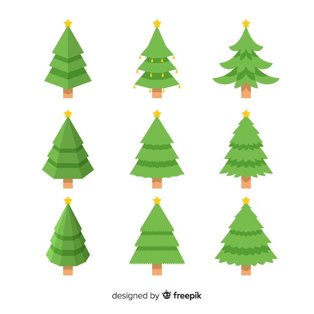 Free vector lovely christmas tree collection with flat design