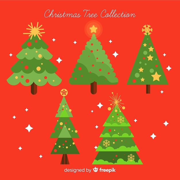 フラットデザインの素敵なクリスマスツリーコレクション