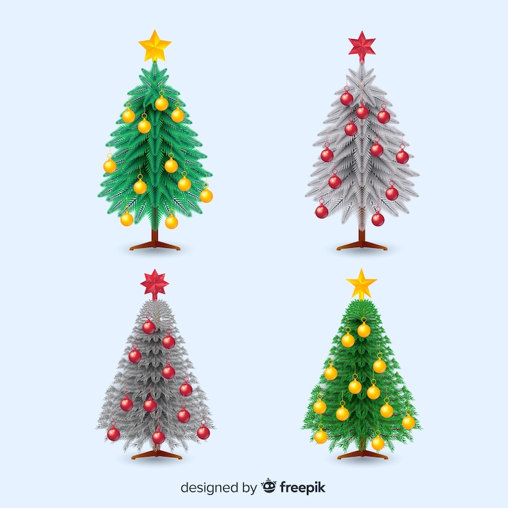 Free Vector lovely christmas tree collection with realistic design
