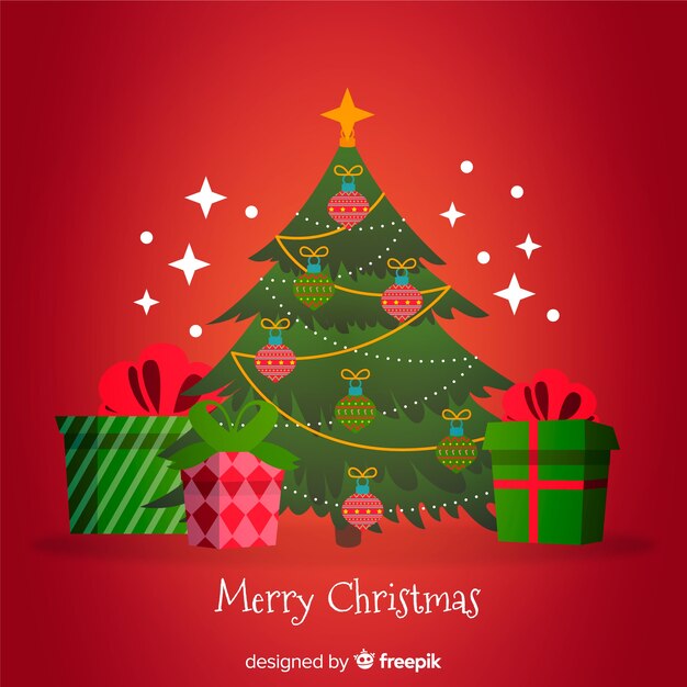 Lovely christmas tree with flat design