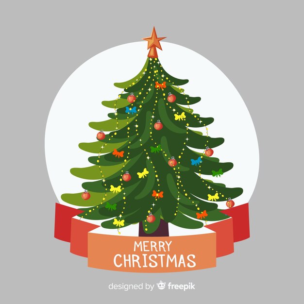 Free vector lovely christmas tree with flat design