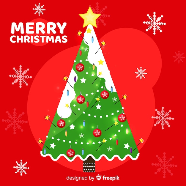 Lovely christmas tree with flat design