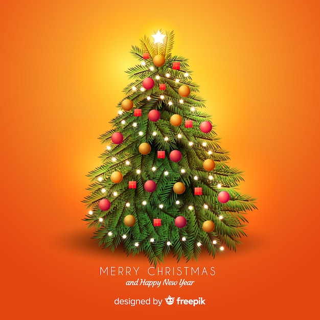 Free vector lovely christmas tree with realistic design