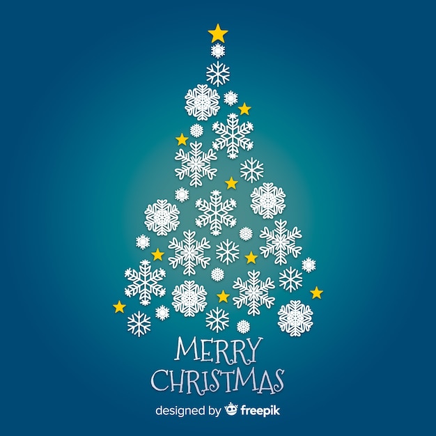 Free vector lovely christmas tree with snowflakes