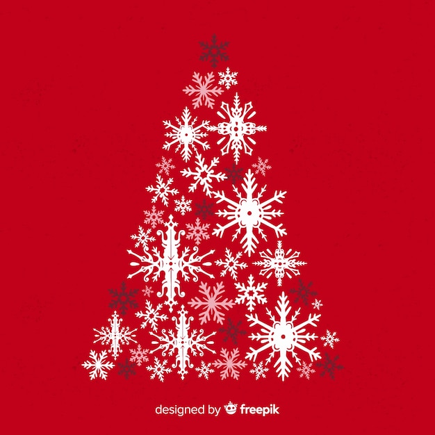 Free vector lovely christmas tree with snowflakes