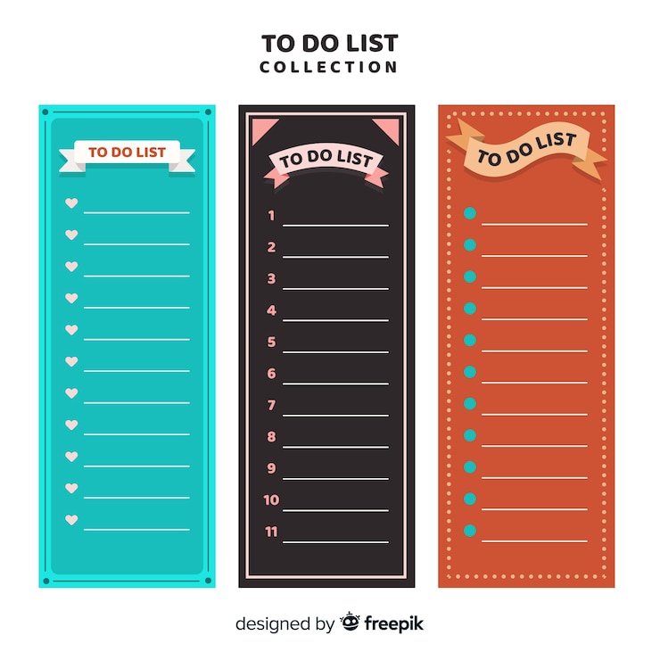 Free Vector lovely collection of to do lists