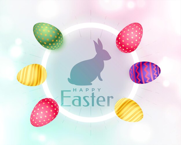 Lovely colorful eggs happy easter background