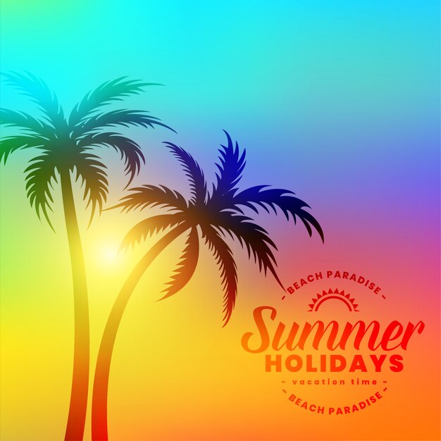 Lovely colorful summer holidays background with palm trees