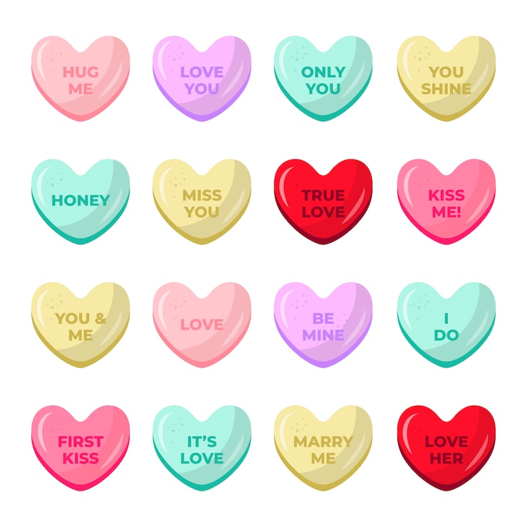 Free Vector lovely conversation hearts collection