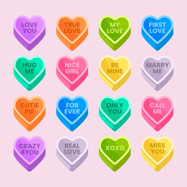 Free vector lovely conversation hearts collection