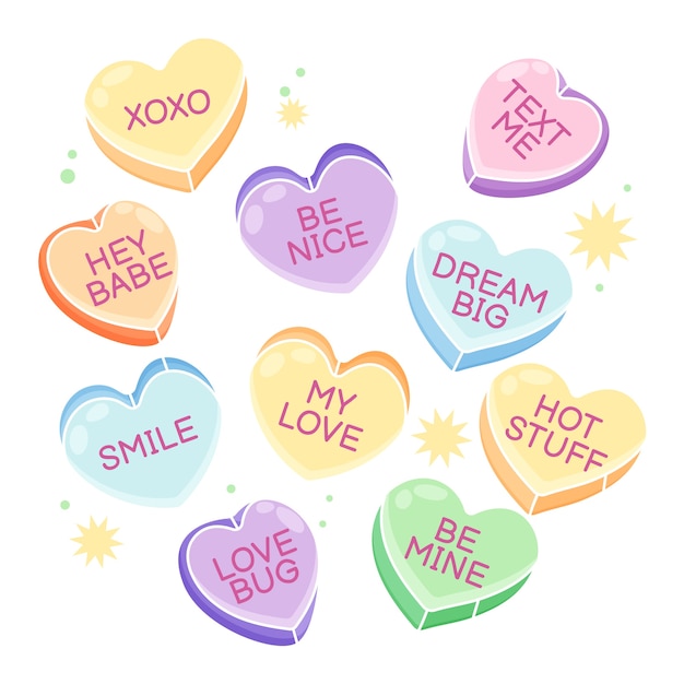 Free vector lovely conversation hearts collection