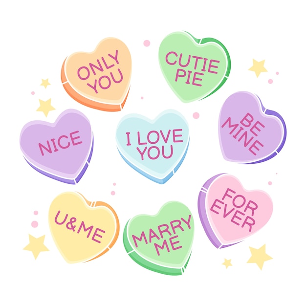 Free vector lovely conversation hearts collection