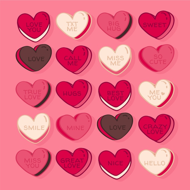 Free vector lovely conversation hearts collection