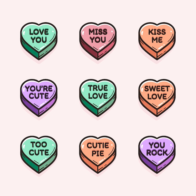 Free vector lovely conversation hearts collection