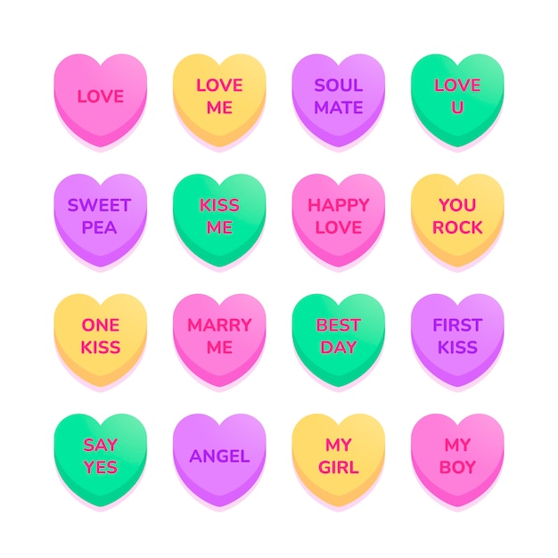 Free vector lovely conversation hearts collection