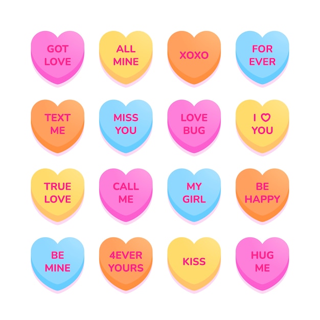 Free vector lovely conversation hearts collection