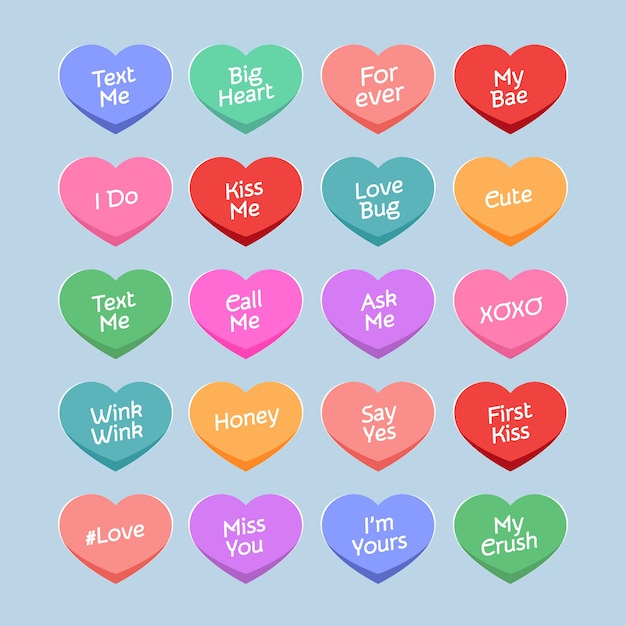 Free vector lovely conversation hearts collection