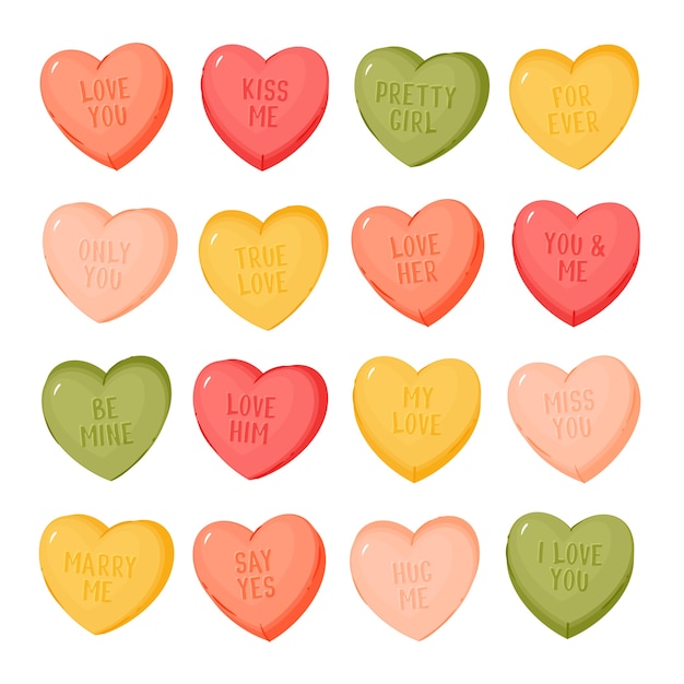 Free vector lovely conversation hearts collection