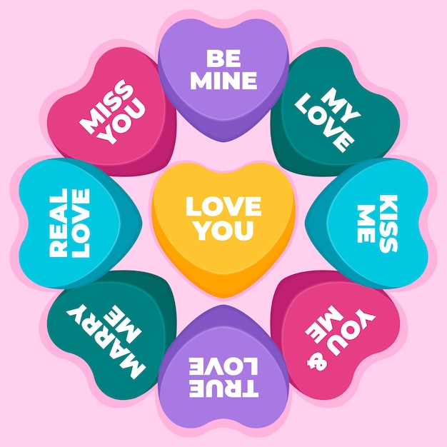 Free vector lovely conversation hearts illustration